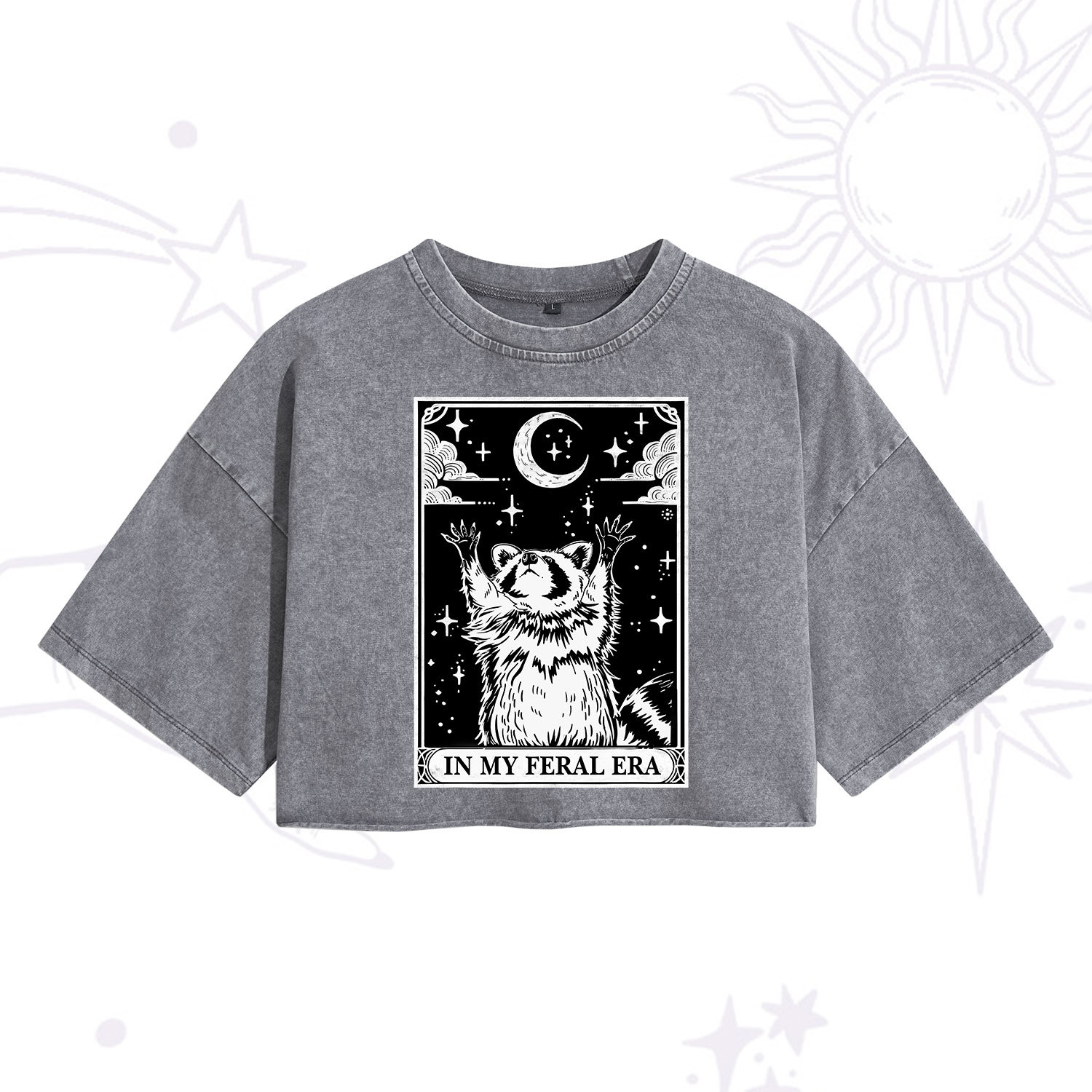 Purplehecate The In My Feral Era Oracle Card Washed Cropped T-Shirt