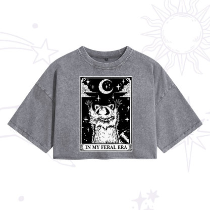 Purplehecate The In My Feral Era Oracle Card Washed Cropped T-Shirt