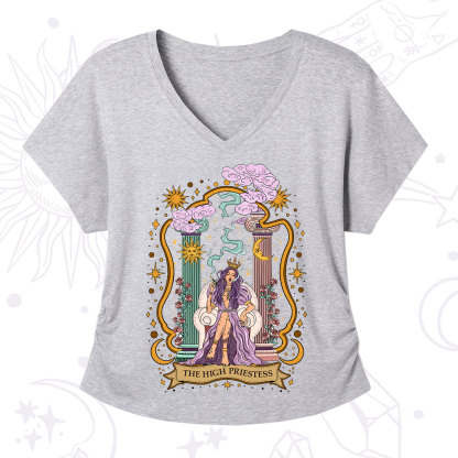 Purplehecate The High Priestess Goddess V-Neck T-Shirt