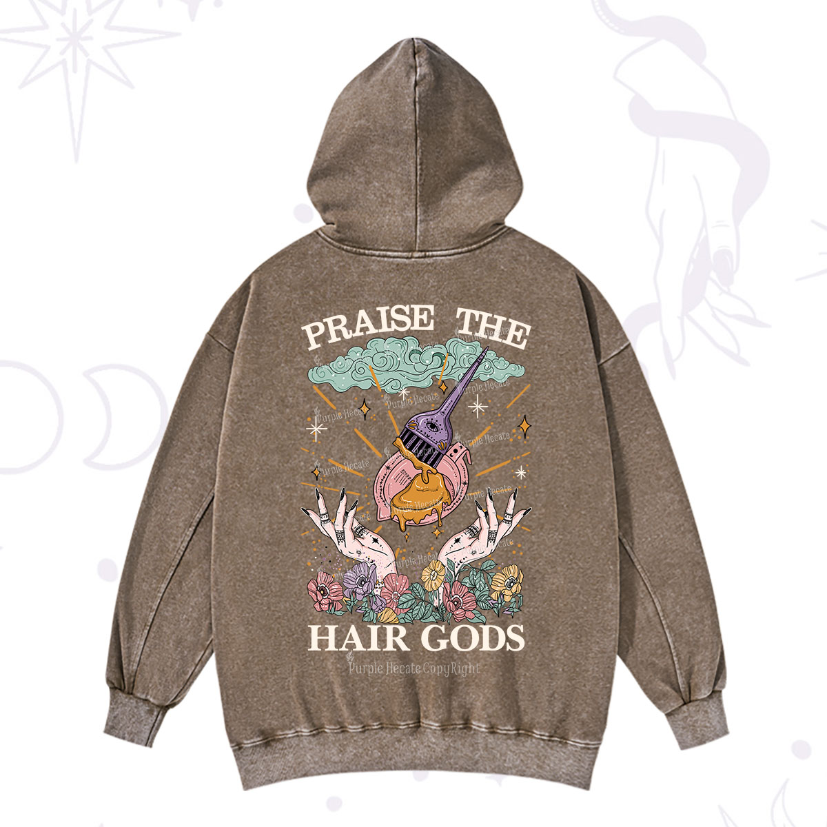 Purplehecate Praise The Hair Gods Washed Hoodie