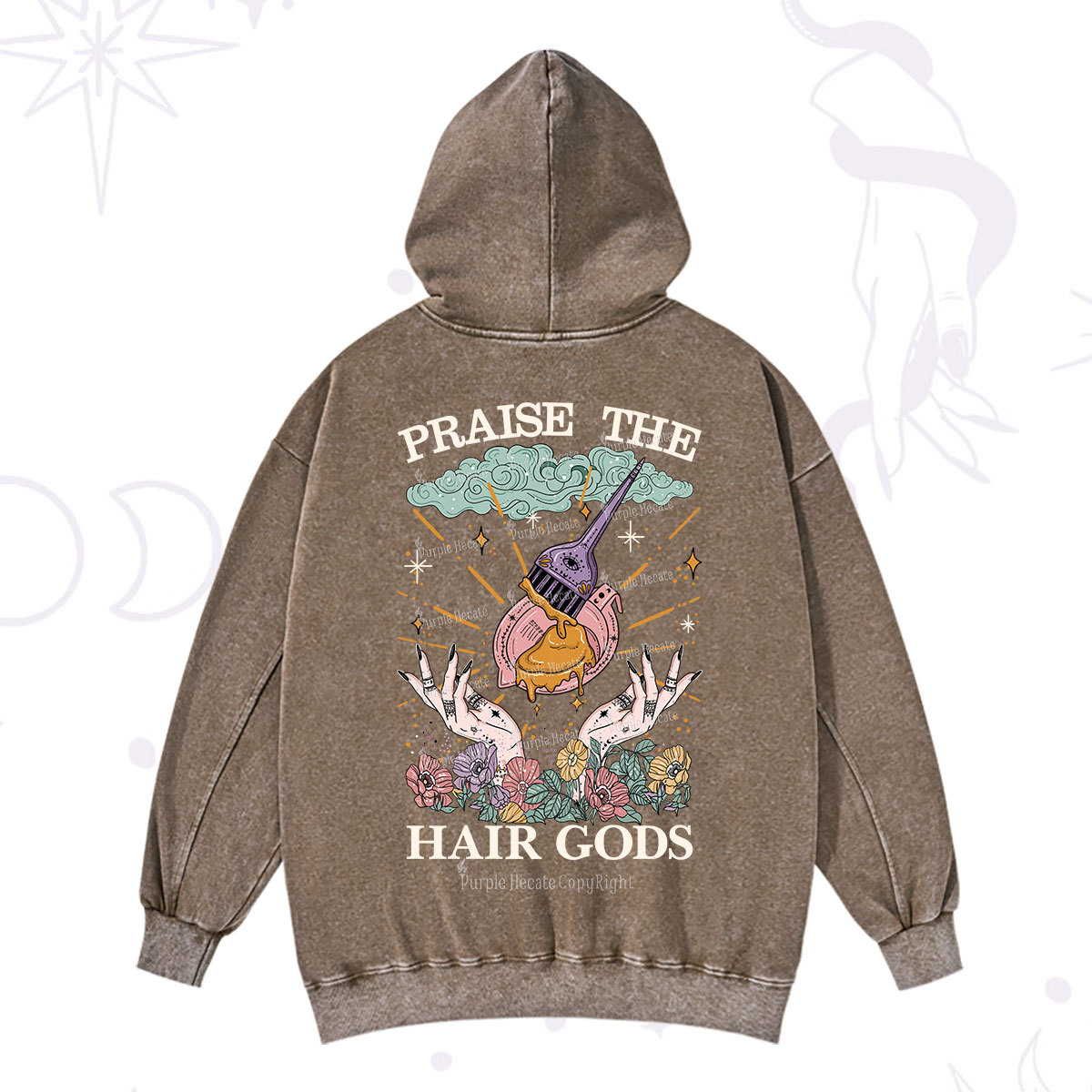 Purplehecate Praise The Hair Gods Washed Hoodie