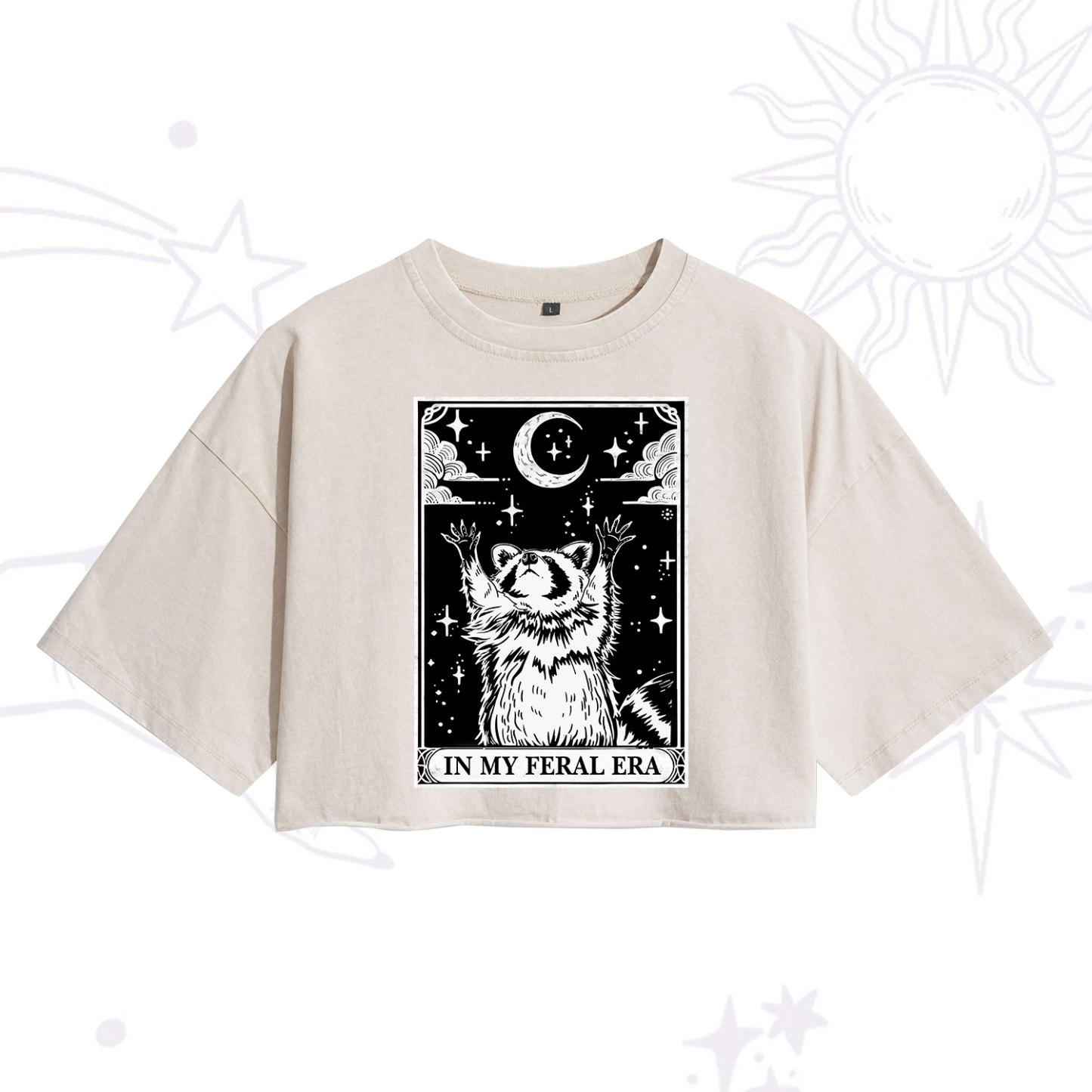 Purplehecate The In My Feral Era Oracle Card Washed Cropped T-Shirt