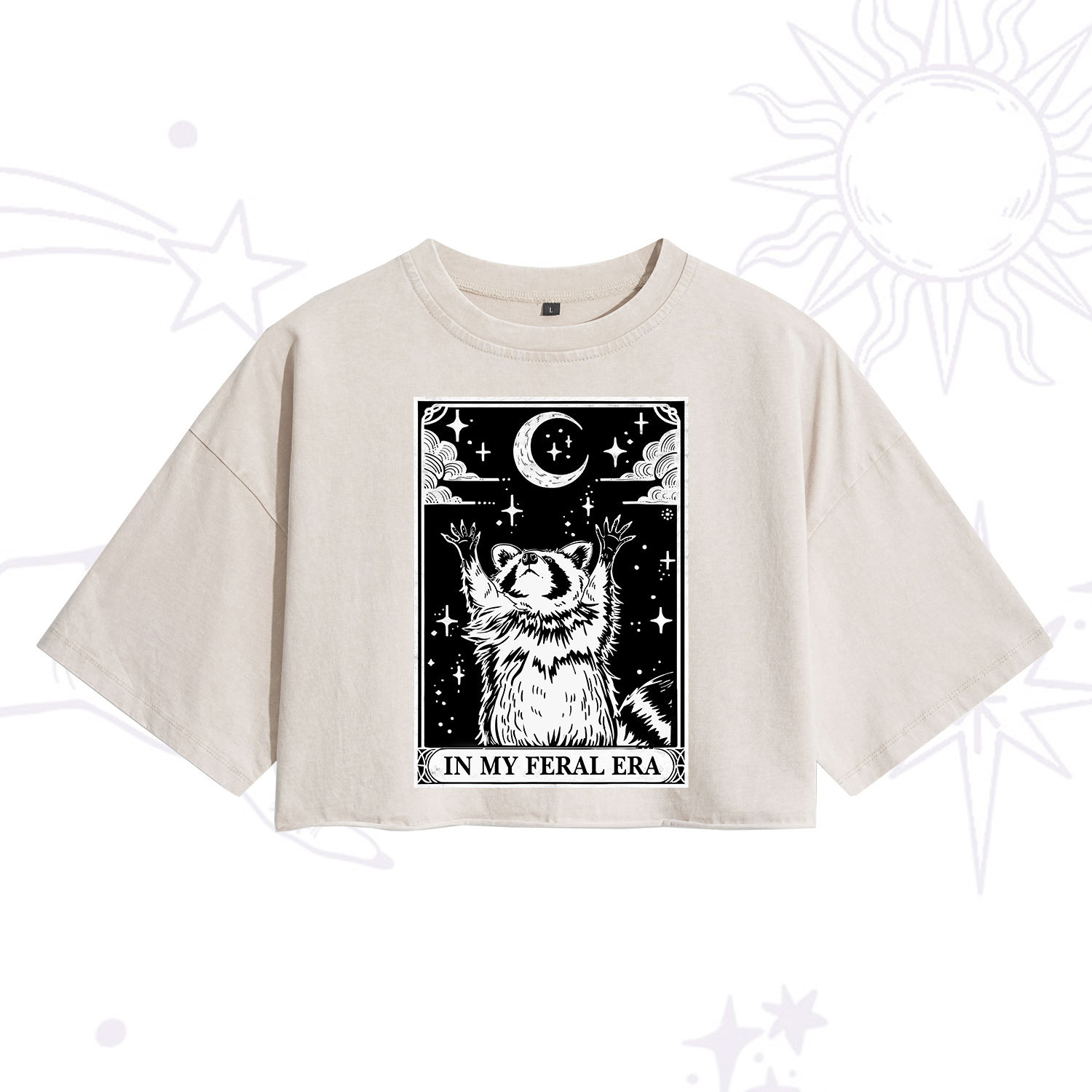 Purplehecate The In My Feral Era Oracle Card Washed Cropped T-Shirt