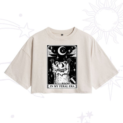 Purplehecate The In My Feral Era Oracle Card Washed Cropped T-Shirt