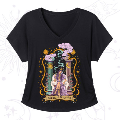 Purplehecate The High Priestess Goddess V-Neck T-Shirt