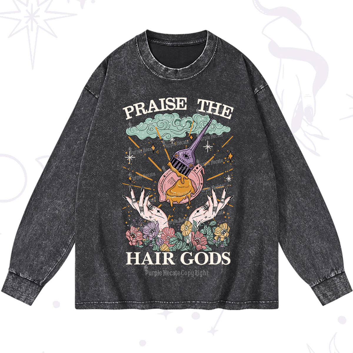 Purplehecate Praise The Hair Gods Washed Long Sleeve Shirt