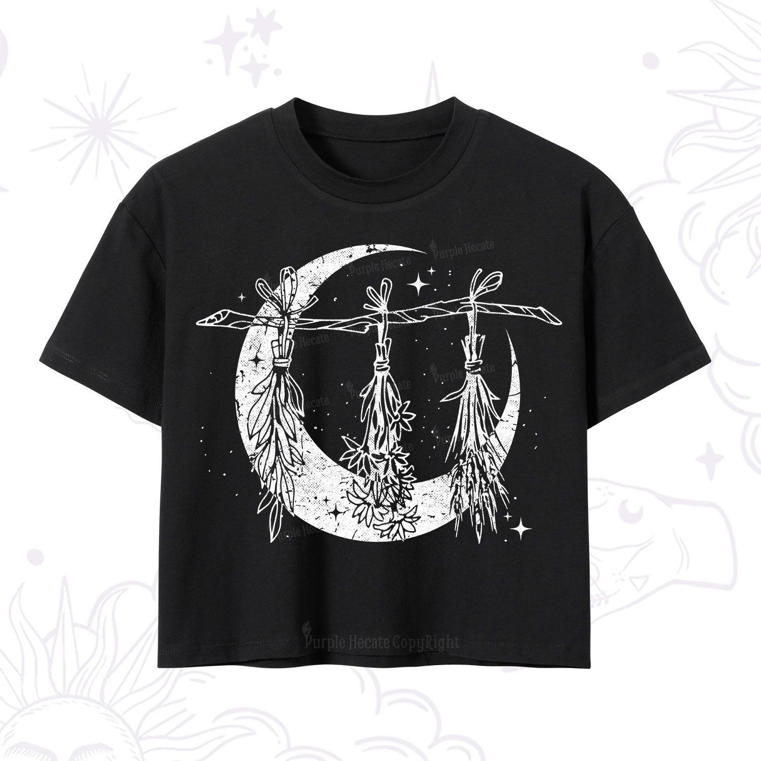 Purplehecate Witchy Moon Herbs Crop T-Shirt