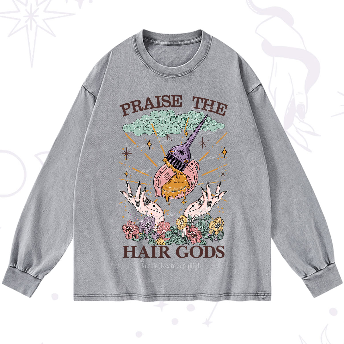 Purplehecate Praise The Hair Gods Washed Long Sleeve Shirt