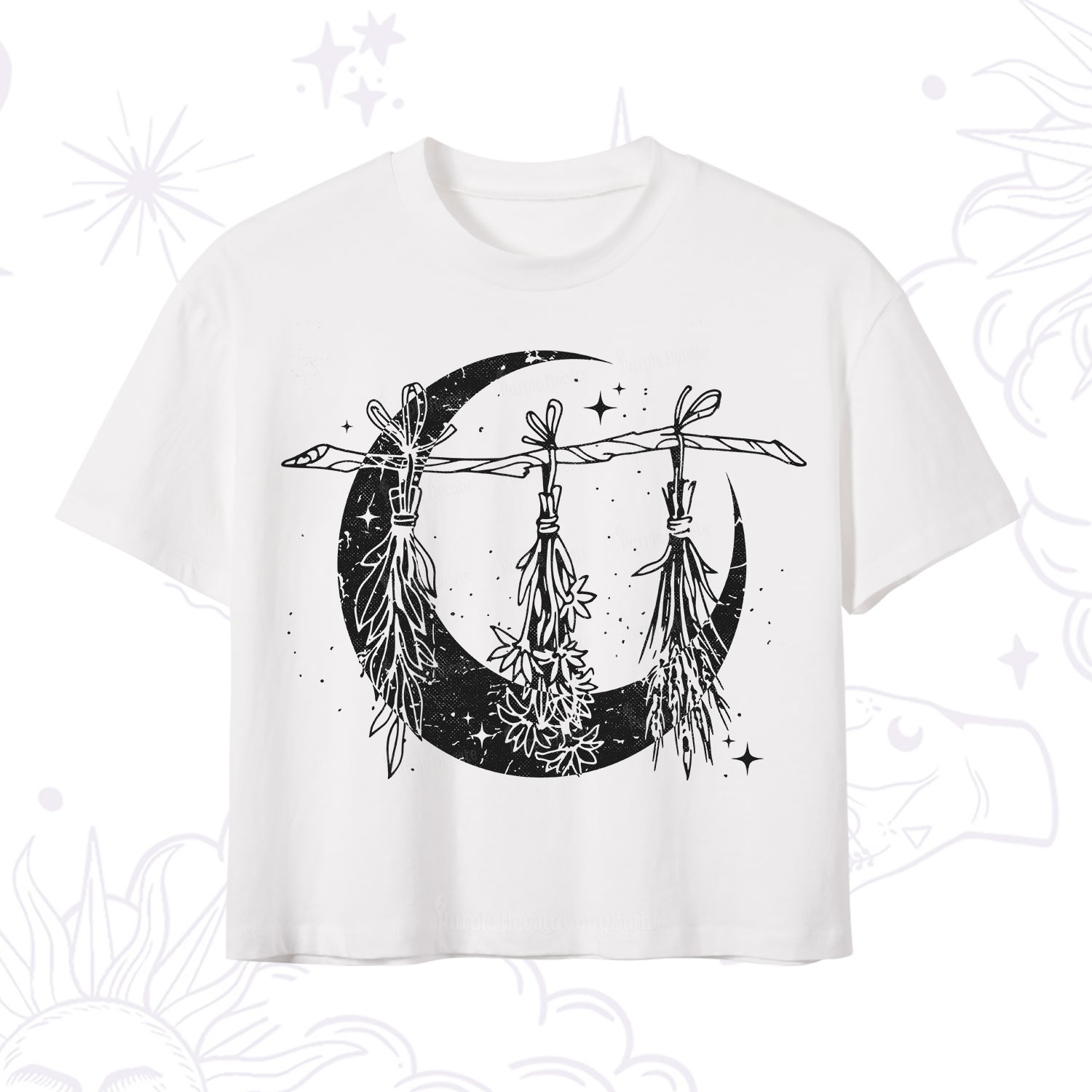 Purplehecate Witchy Moon Herbs Crop T-Shirt