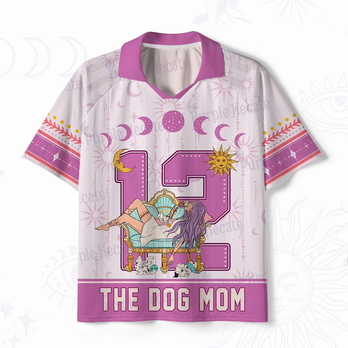 Purplehecate Arcana 12 The Dog Mom Polo Collar Unisex Jersey
