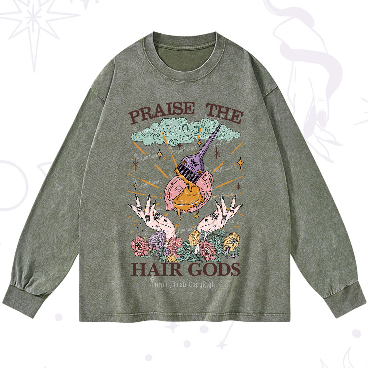 Purplehecate Praise The Hair Gods Washed Long Sleeve Shirt