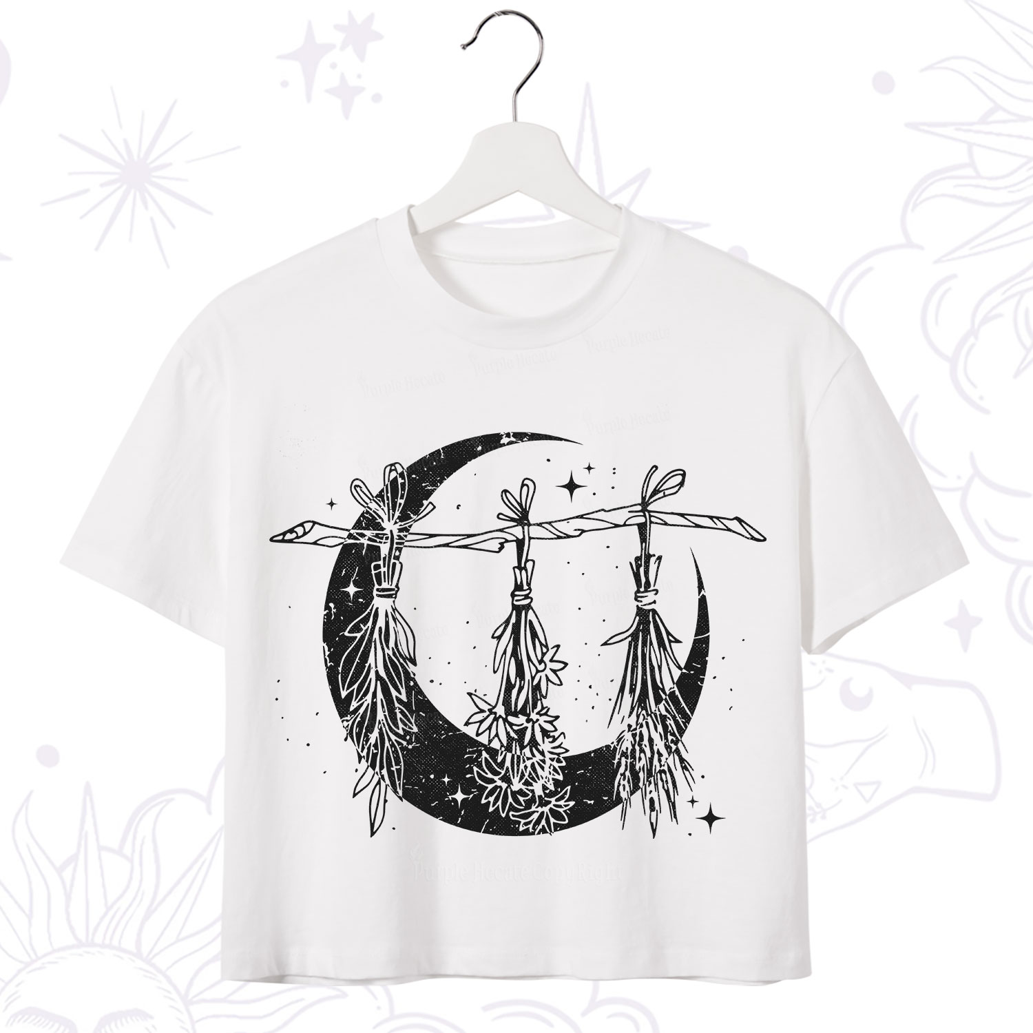 Purplehecate Witchy Moon Herbs Crop T-Shirt