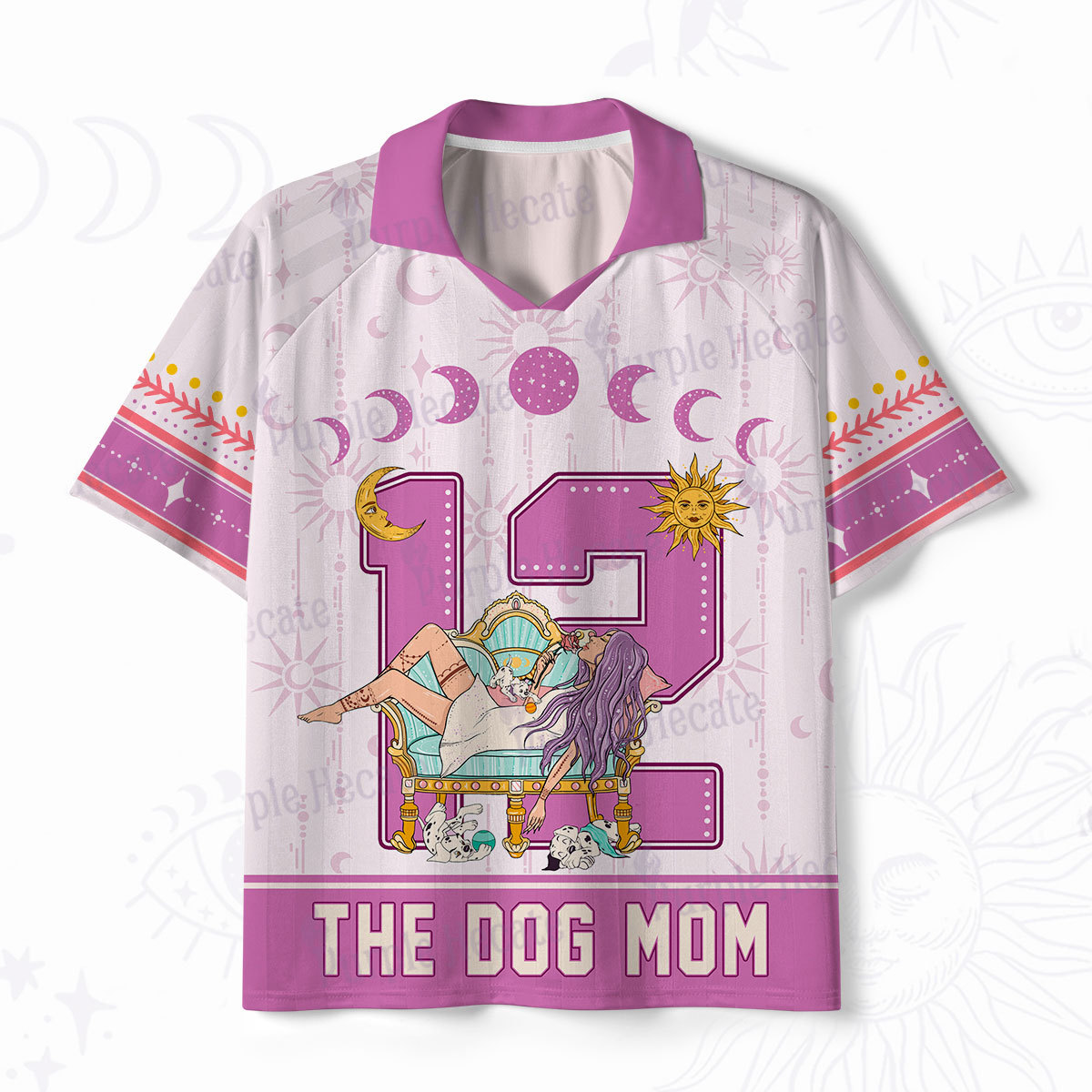 Purplehecate Arcana 12 The Dog Mom Polo Collar Unisex Jersey