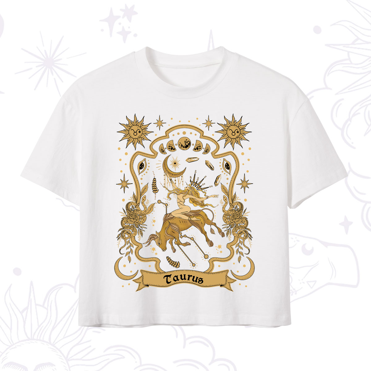 Purplehecate Taurus' Astral Mirage Zodiac Crop T-Shirt 