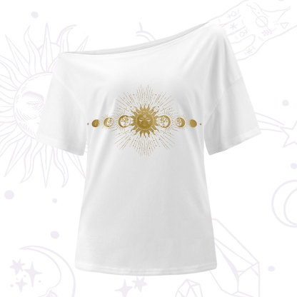 Purplehecate Mystical Moon And Sun One-Shoulder T-Shirt