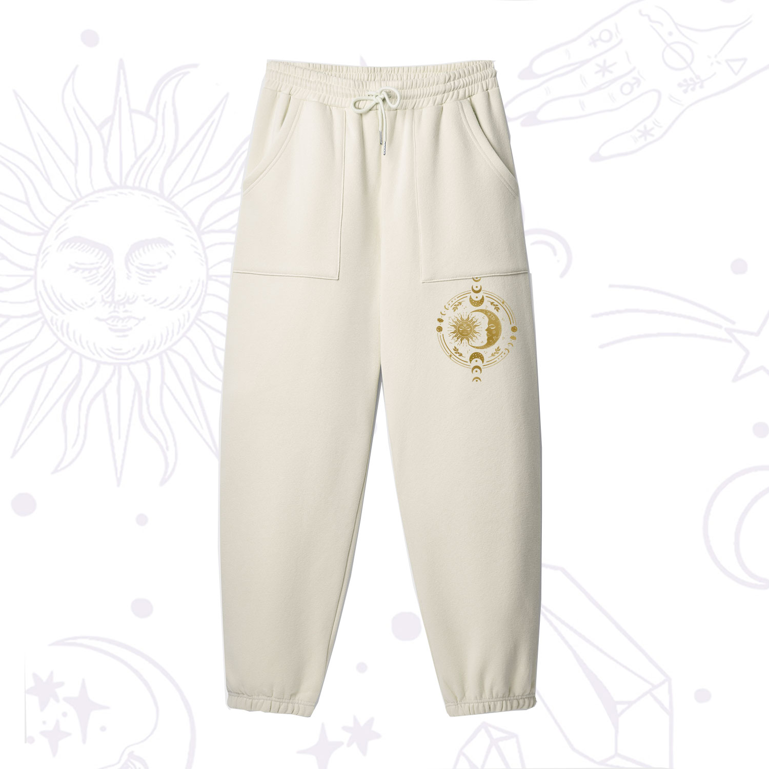 Purplehecate Celestial Sun and Moon Fleece Sweatpants