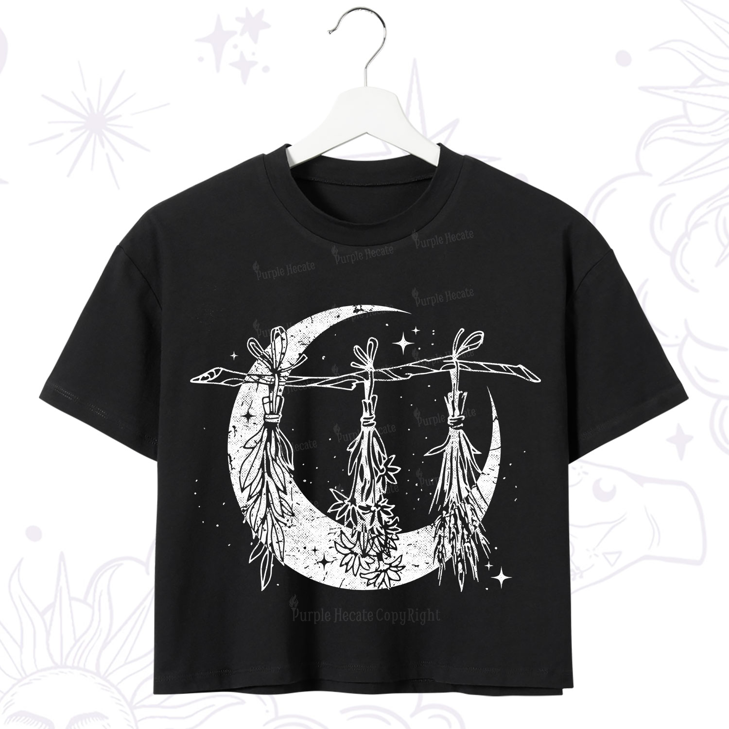 Purplehecate Witchy Moon Herbs Crop T-Shirt