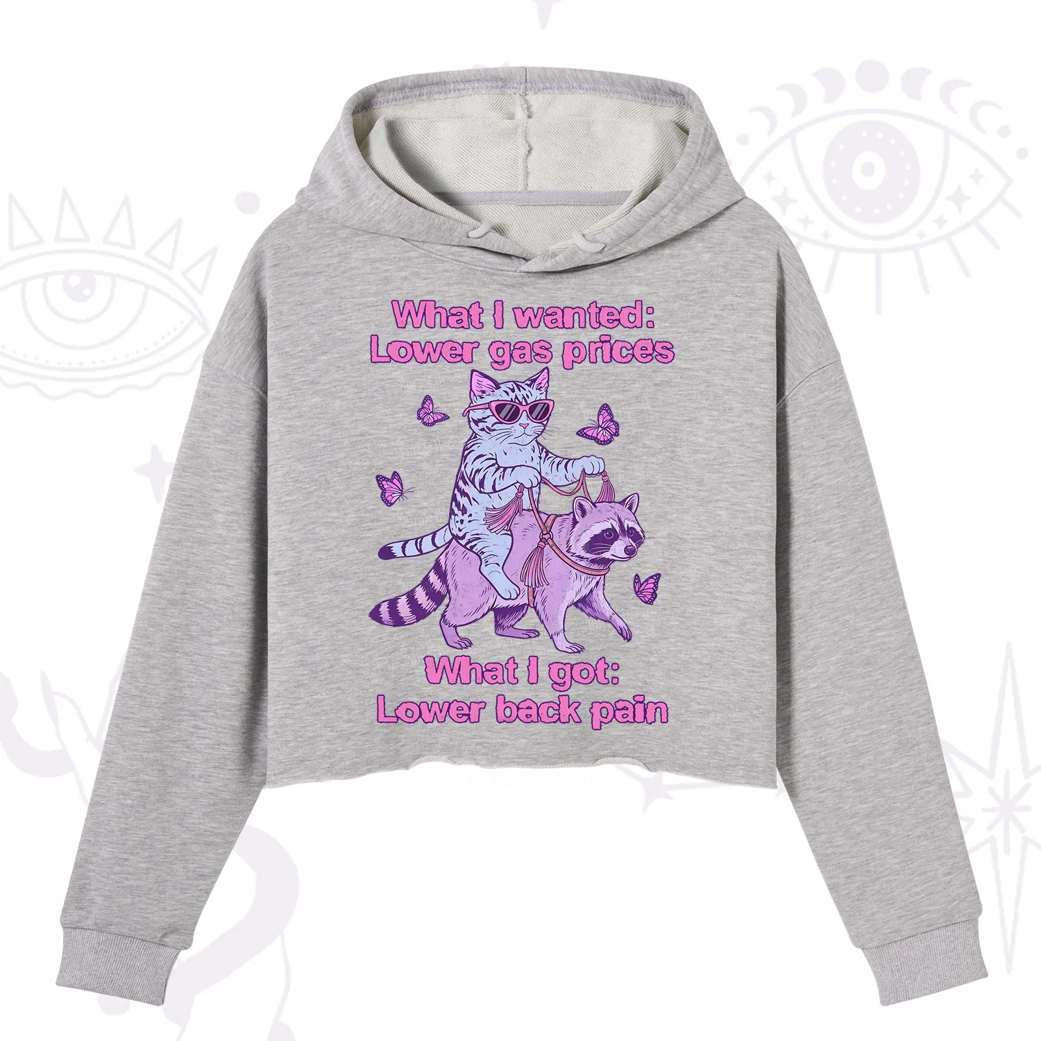 Purplehecate Lower Gas Prices Lower Back Pain Cat Crop Hoodie