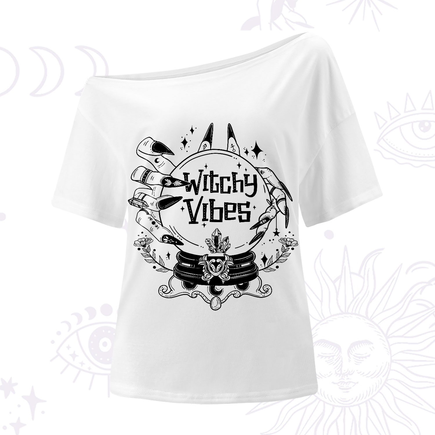 Purplehecate Witchy Vibes One-Shoulder T-Shirt