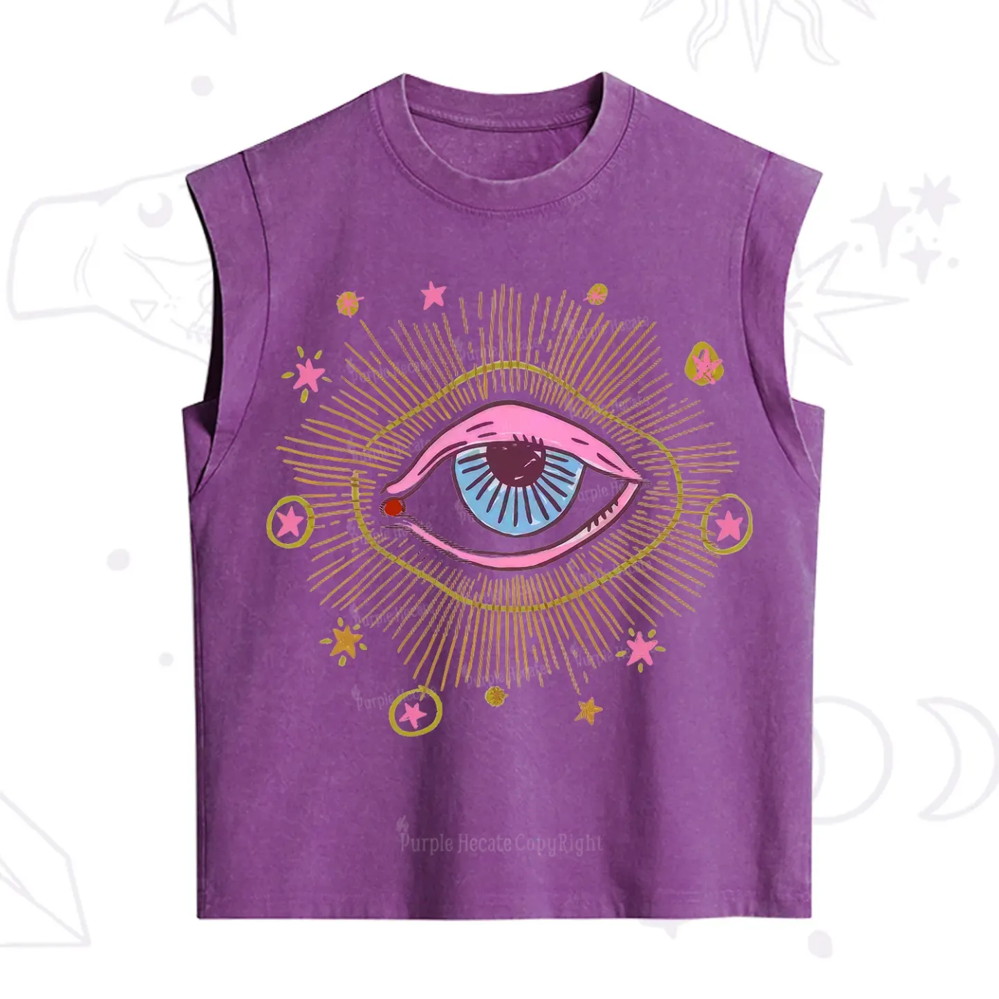 Purplehecate Mystic Gaze Evil Eye Protection Vintage Washed Tank