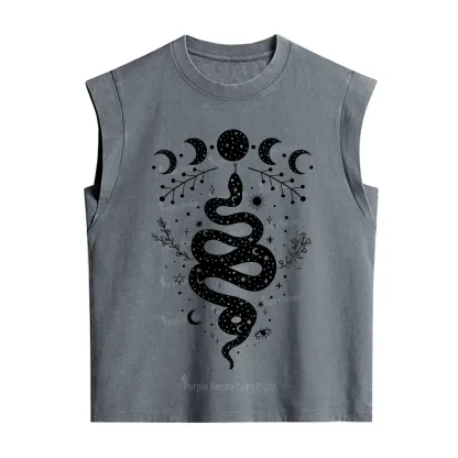 Purplehecate Snake And Moon Phase Comfort Vintage Washed Tank