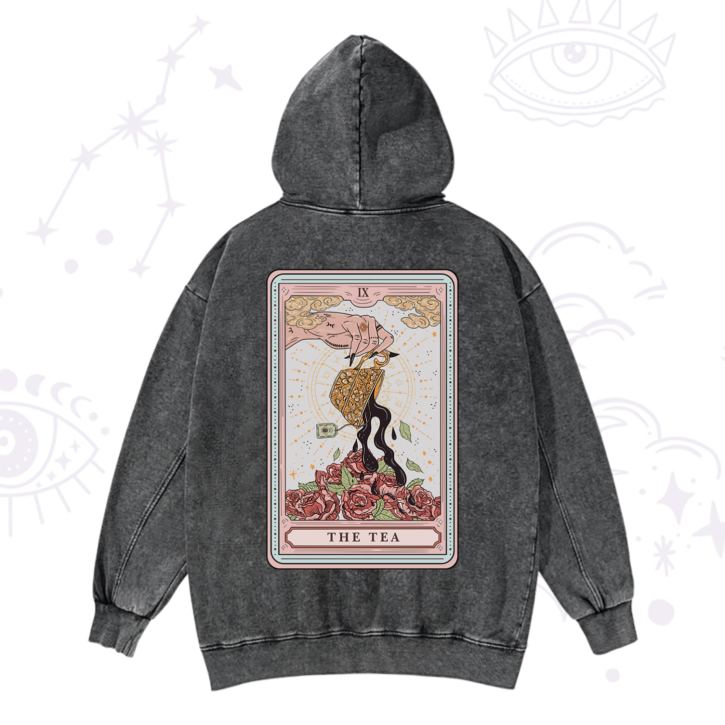 Magic Purplehecate The Tea Food Tarot Washed Hoodie