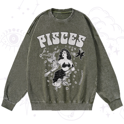 Purplehecate Pisces Zodiac Glyphs Washed Sweatshirt
