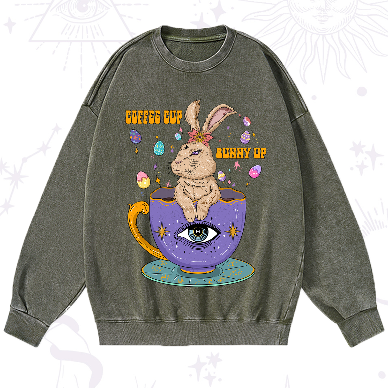Purplehecate Coffee Cup Bunny Up Washed Sweatshirt