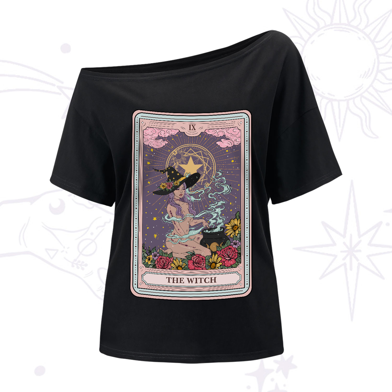 Purplehecate The Witch Tarot One-Shoulder T-Shirt