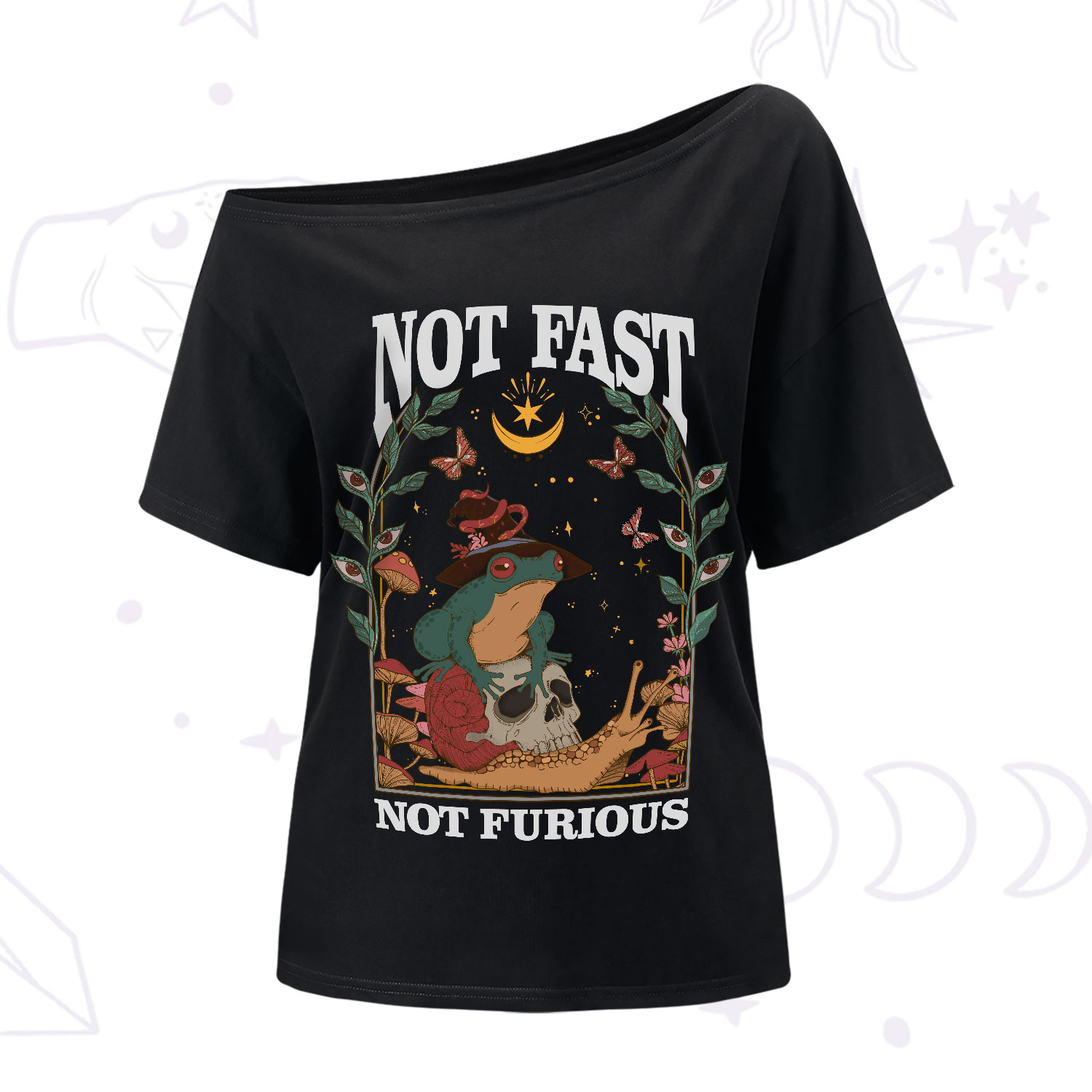 Purplehecate Not Fast Not Furious One-Shoulder T-Shirt