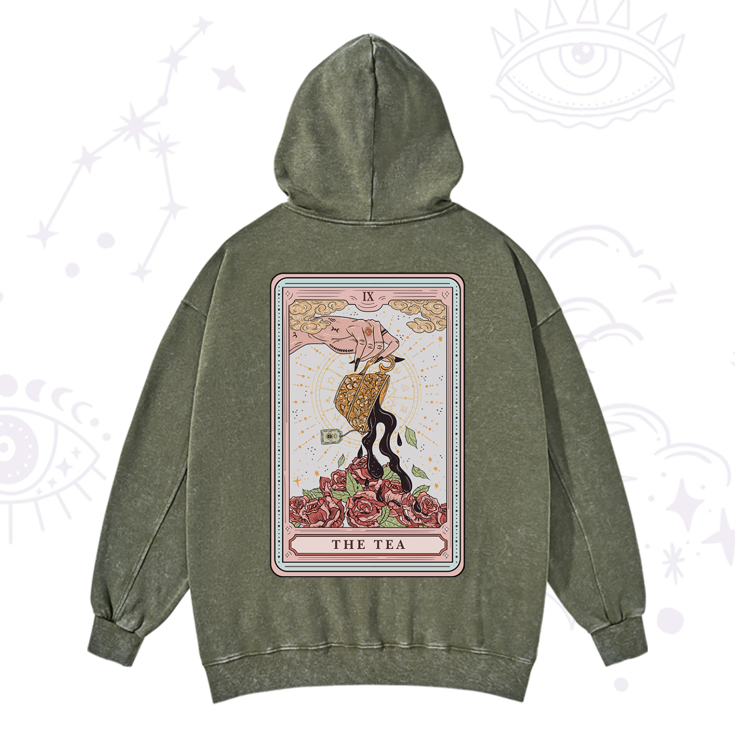 Purplehecate The Tea Food Tarot Washed Hoodie