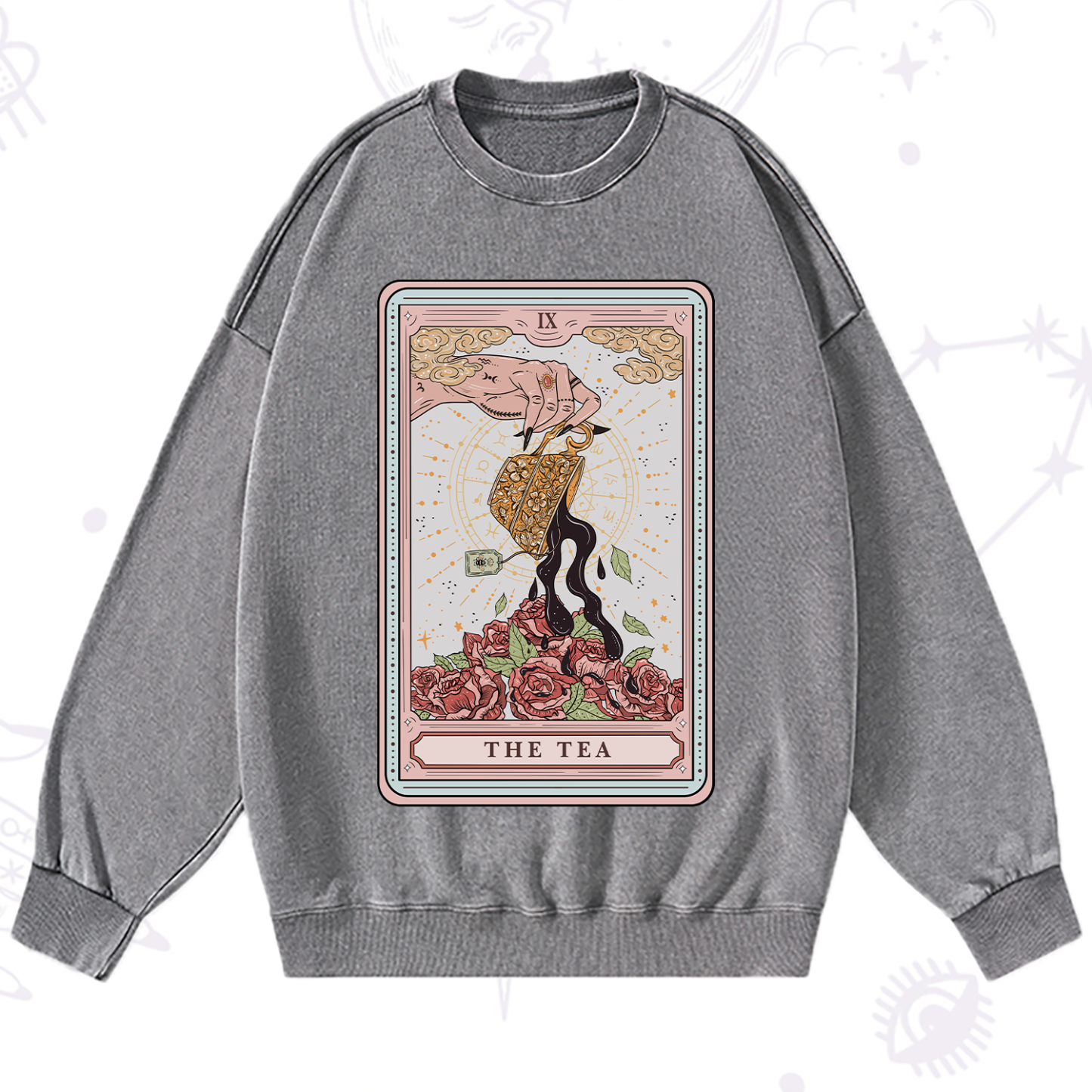 Purplehecate The Tea Tarot Washed Sweatshirt