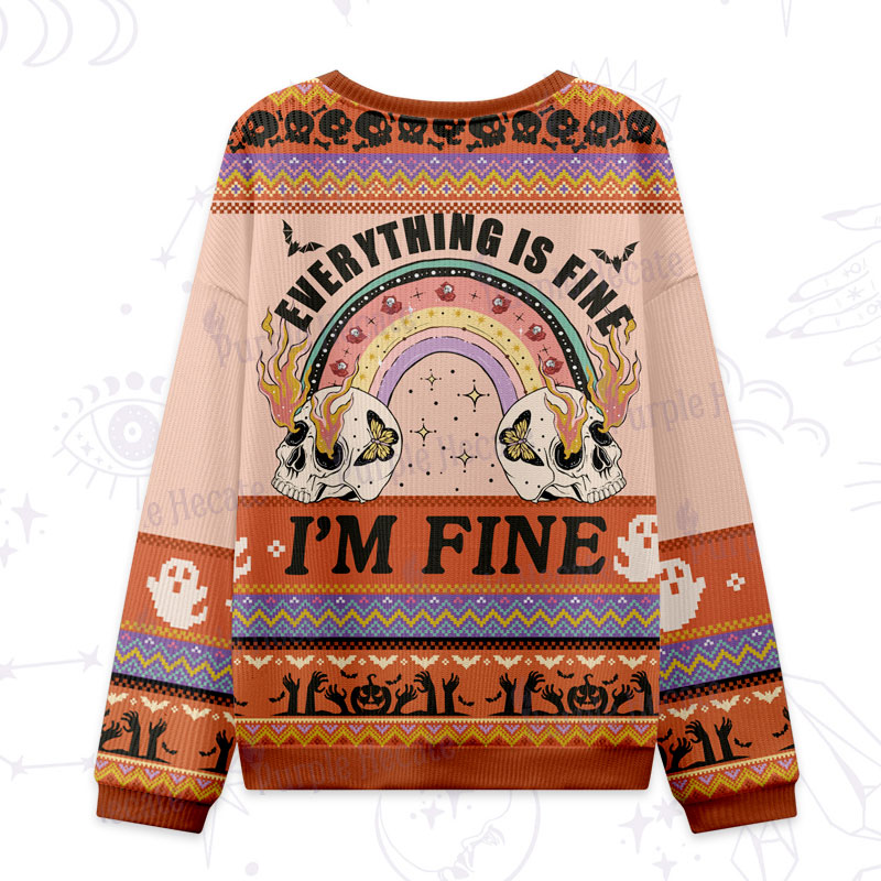 Purplehecate Everything Is Fine Ugly Halloween Sweatshirts