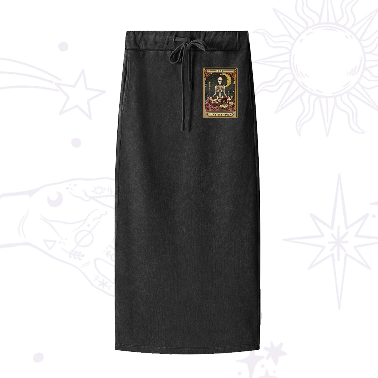 Purplehecate The Reader Tarot Washed Drawstring Long Skirt