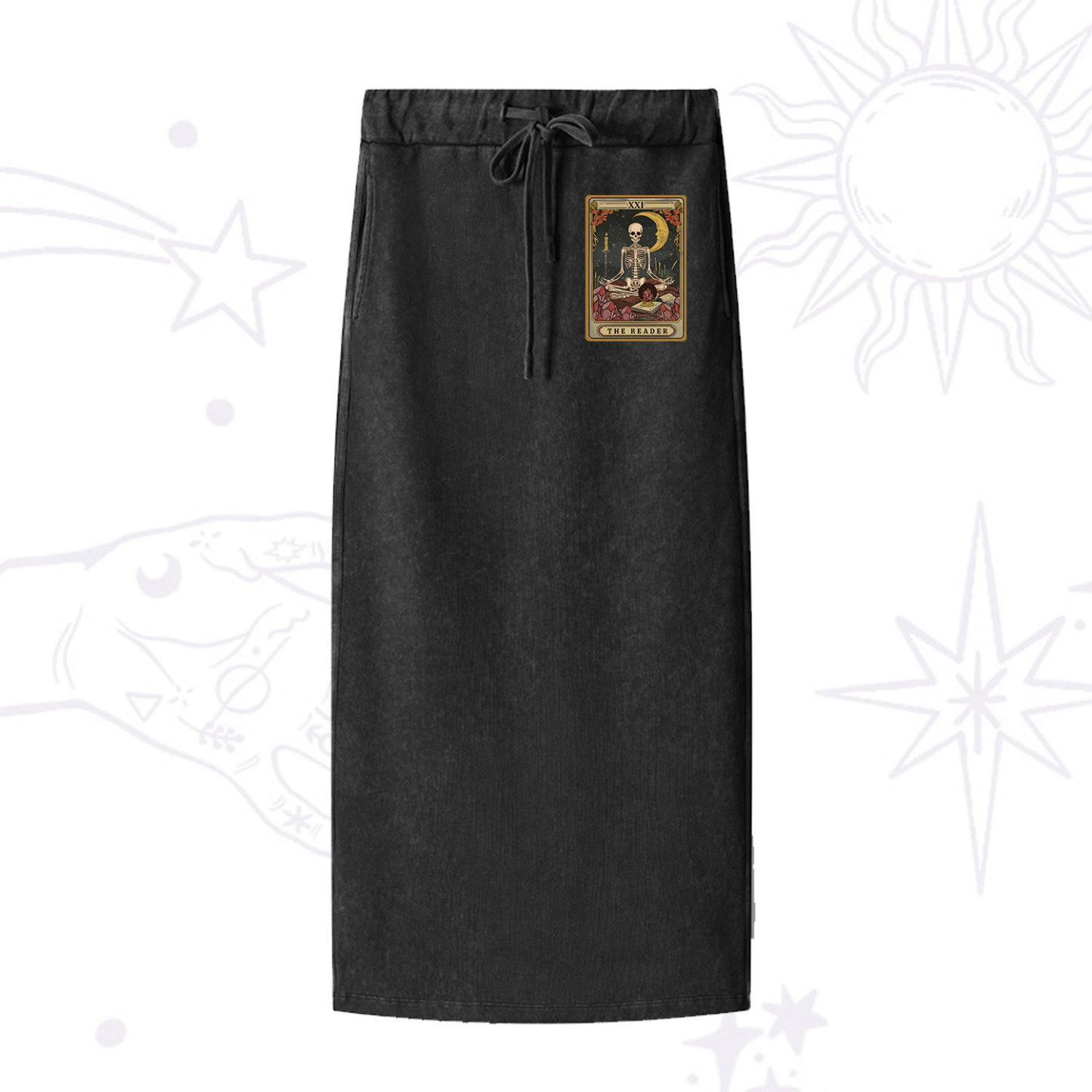 Purplehecate The Reader Tarot Washed Drawstring Long Skirt