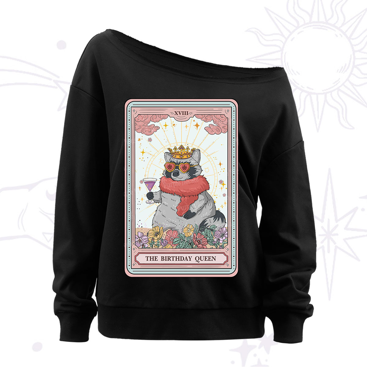 Purplehecate The Birthday Queen Tarot Off The Shoulder Sweatshirt