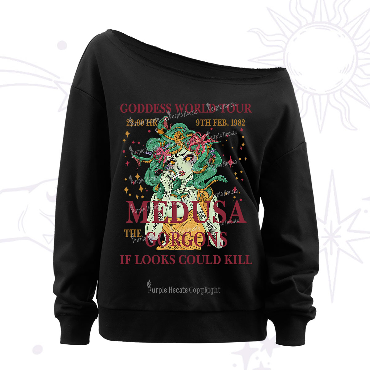 Purplehecate Medusa The Gorgons Off The Shoulder Sweatshirt