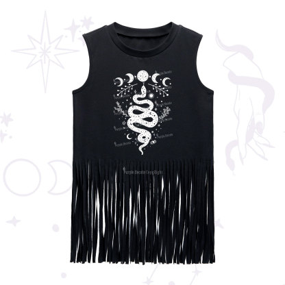 Purplehecate Snake And Moon Phase Comfort Fringe Tank Top