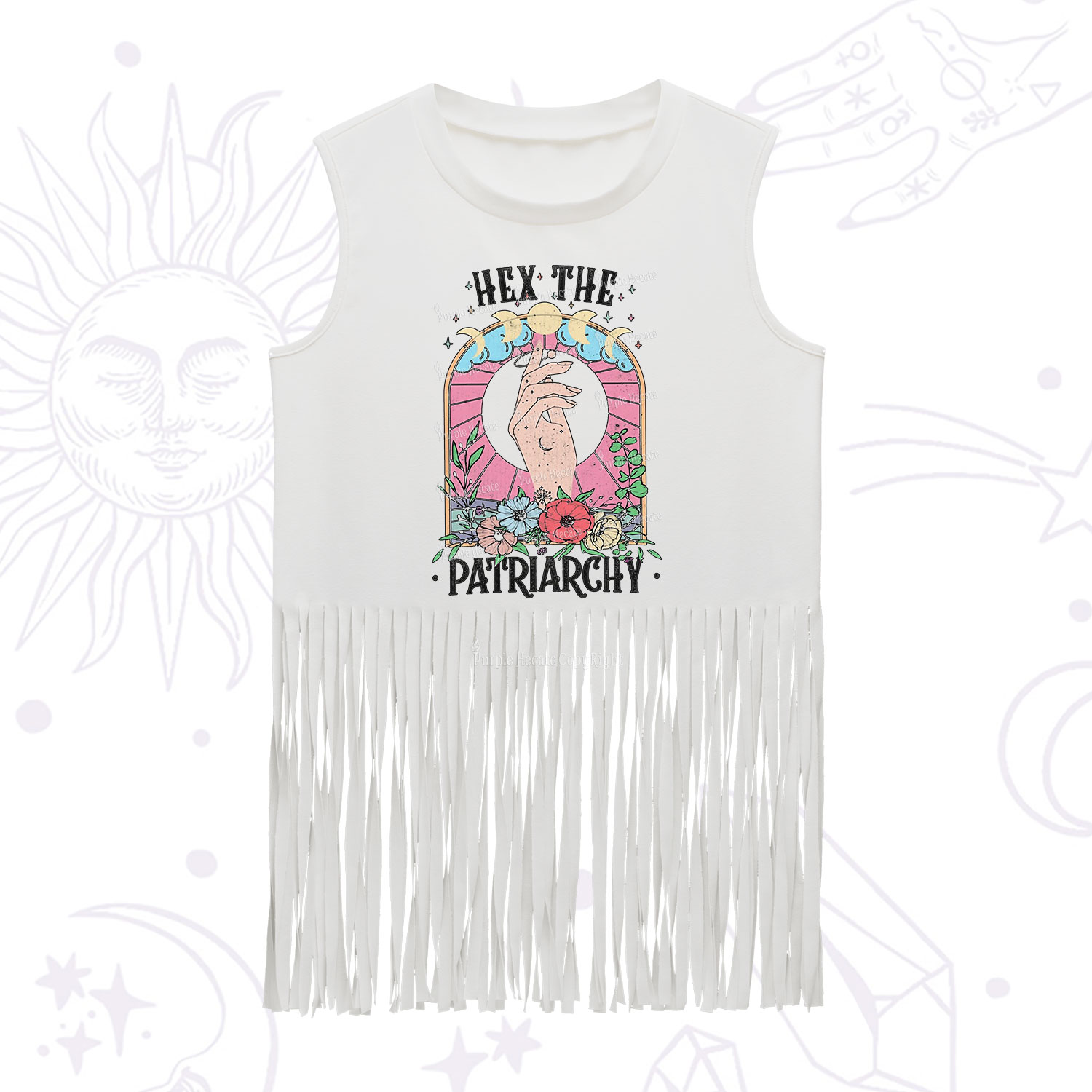 Purplehecate Hex The Patriarchy Fringe Tank Top