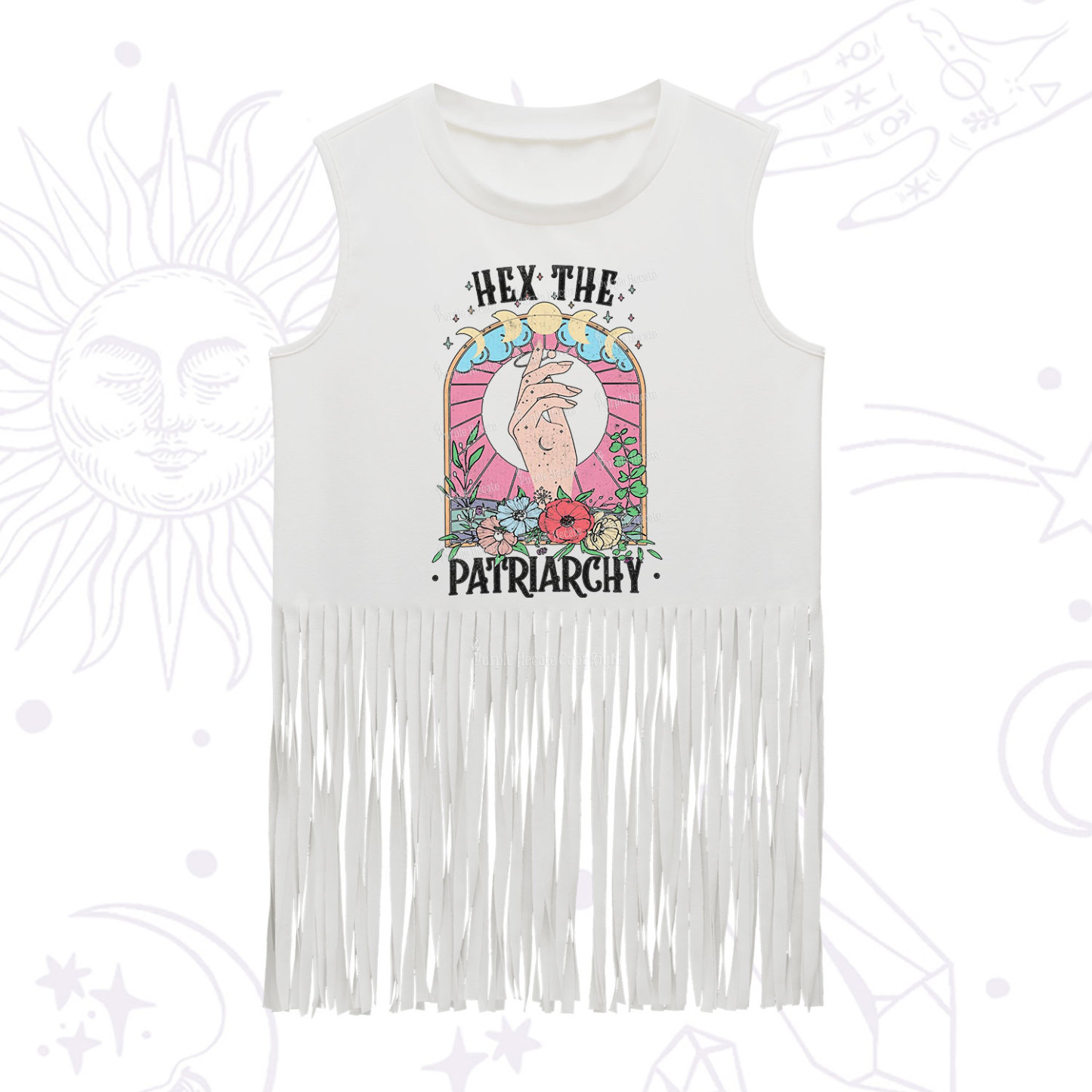 Purplehecate Hex The Patriarchy Fringe Tank Top