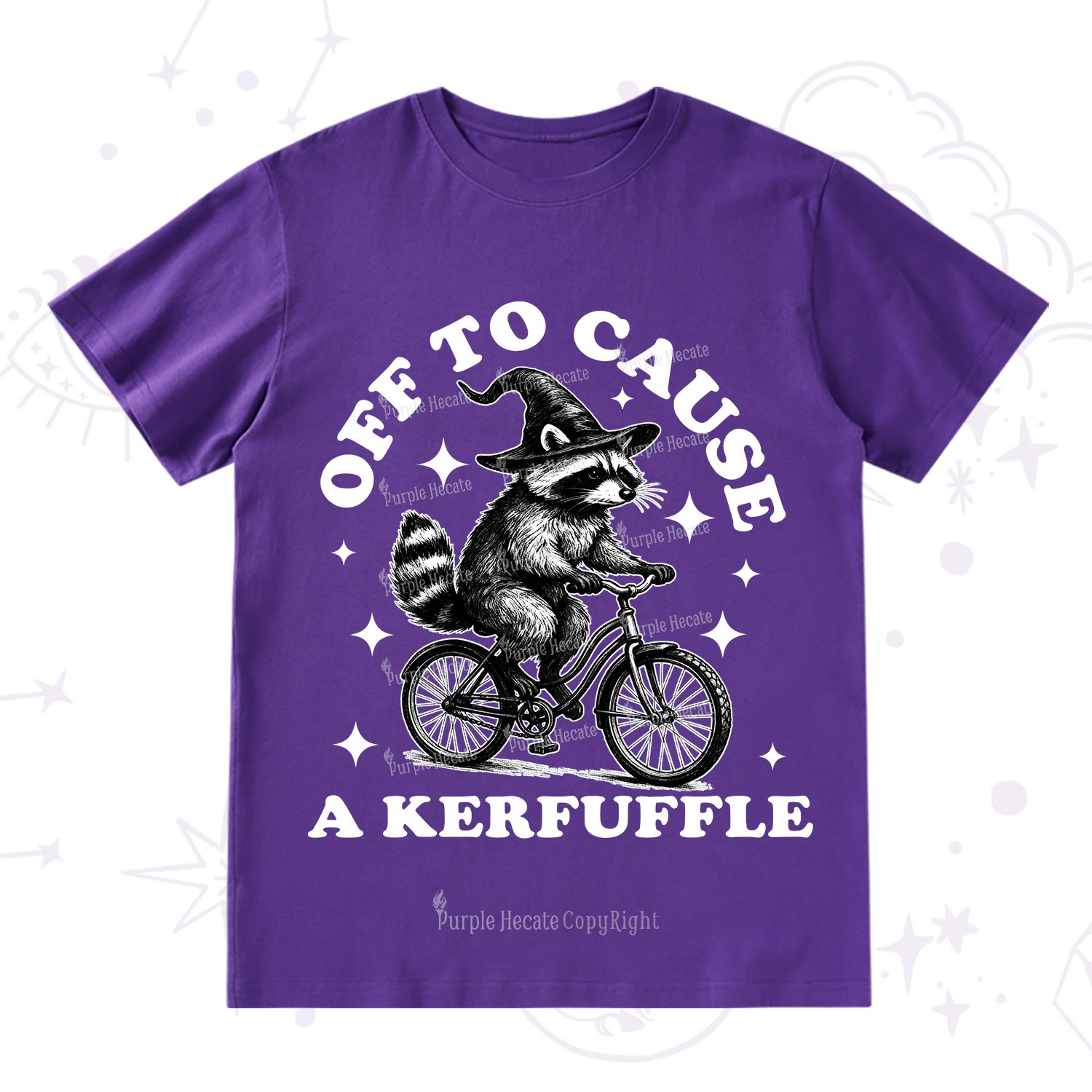 Purplehecate Off to Cause a Kerfuffle Raccoon T-Shirt