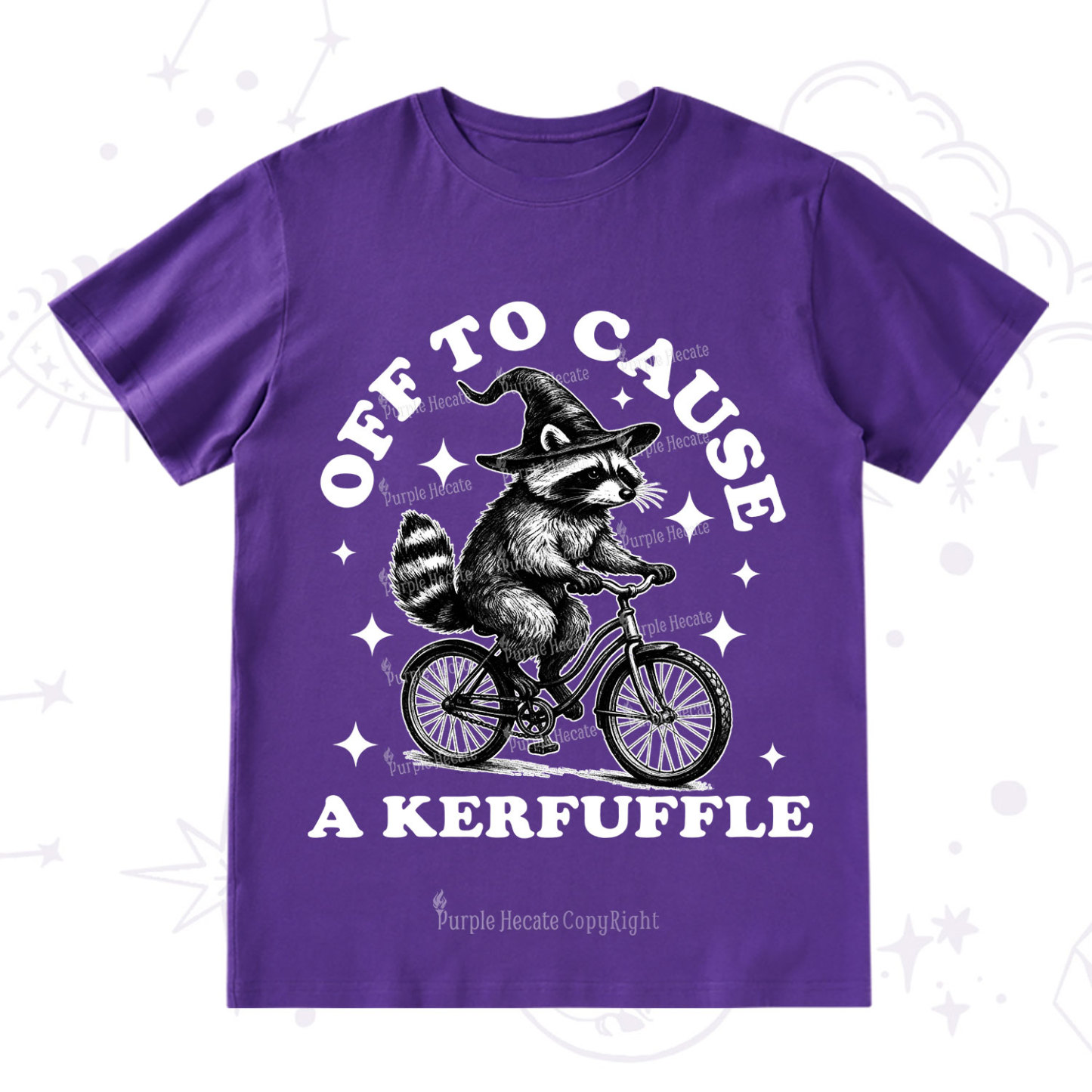 Purplehecate Off to Cause a Kerfuffle Raccoon T-Shirt