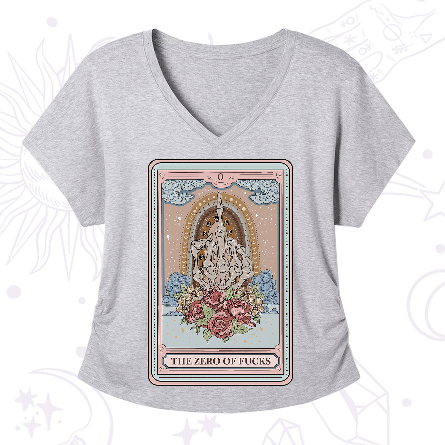 Purplehecate The Zero Of Fucks Tarot V-Neck T-Shirt