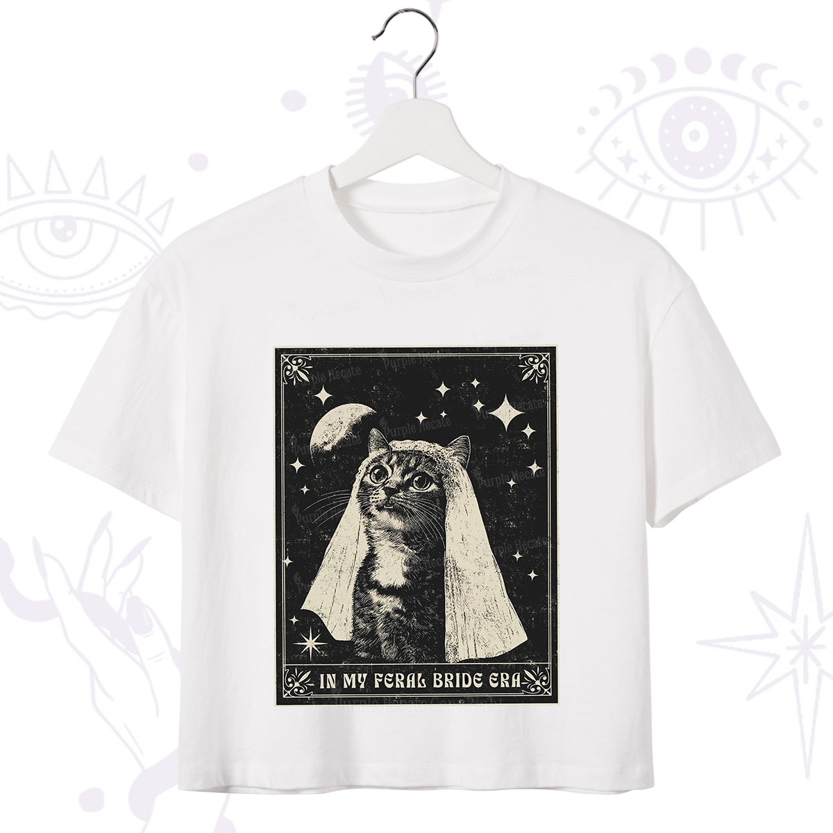 Purplehecate Cat In My Feral Bride Era Bachelorette Crop T-Shirt