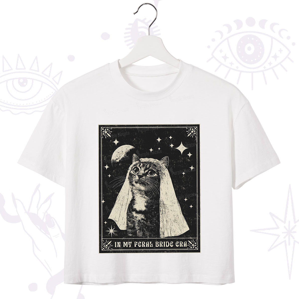 Purplehecate Cat In My Feral Bride Era Bachelorette Crop T-Shirt