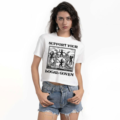 Purplehecate Support Your Local Coven Crop T-Shirt
