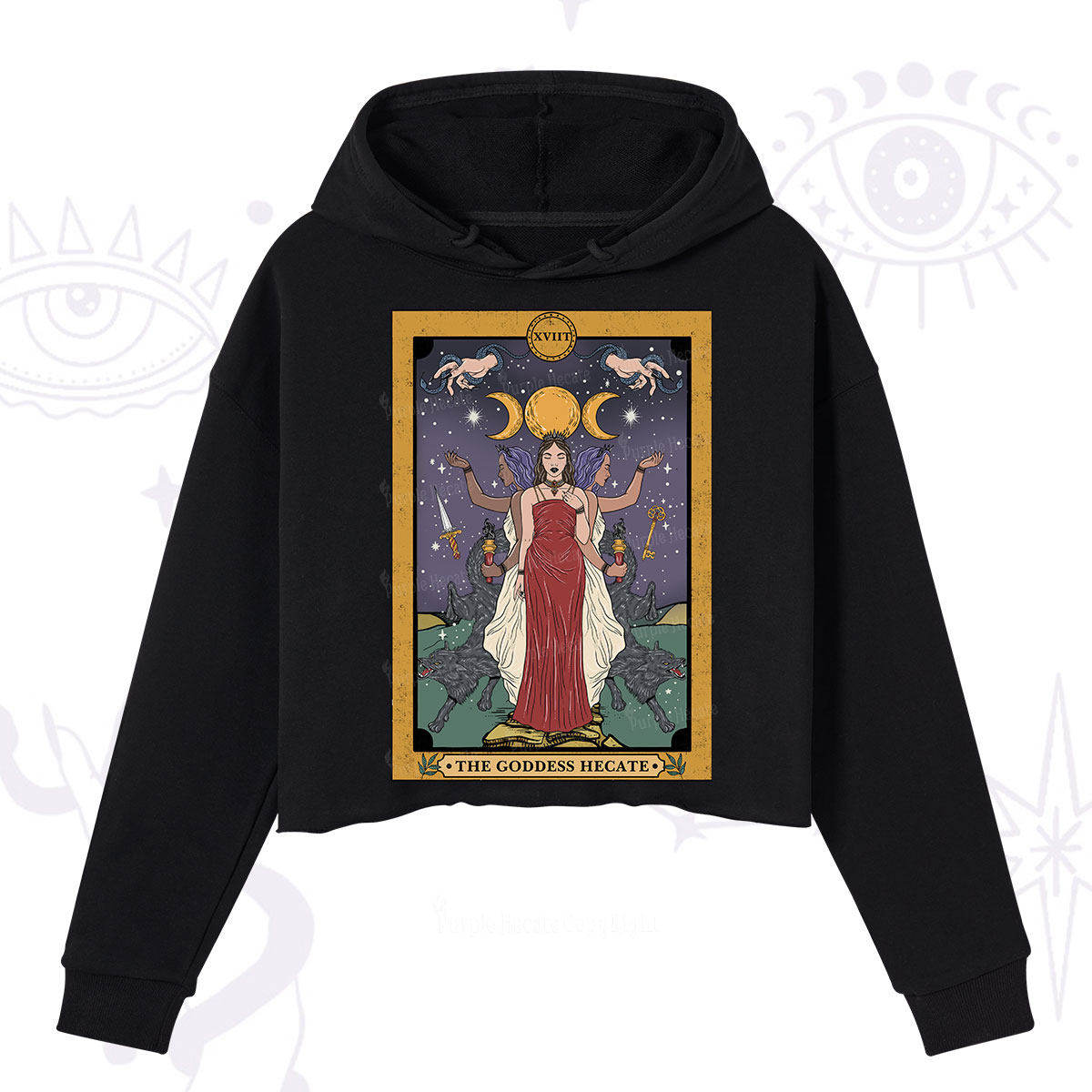 Purplehecate The Goddess Hecate Tarot Crop Hoodie