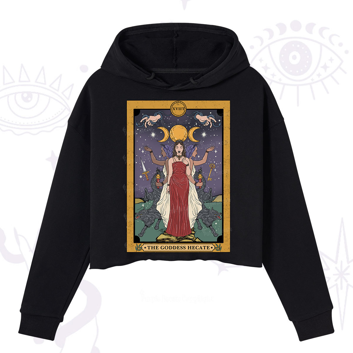Purplehecate The Goddess Hecate Tarot Crop Hoodie