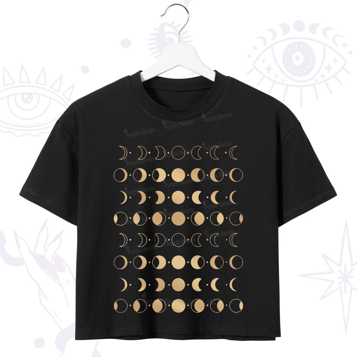 Purplehecate Phases Of Moon Crop T-Shirt