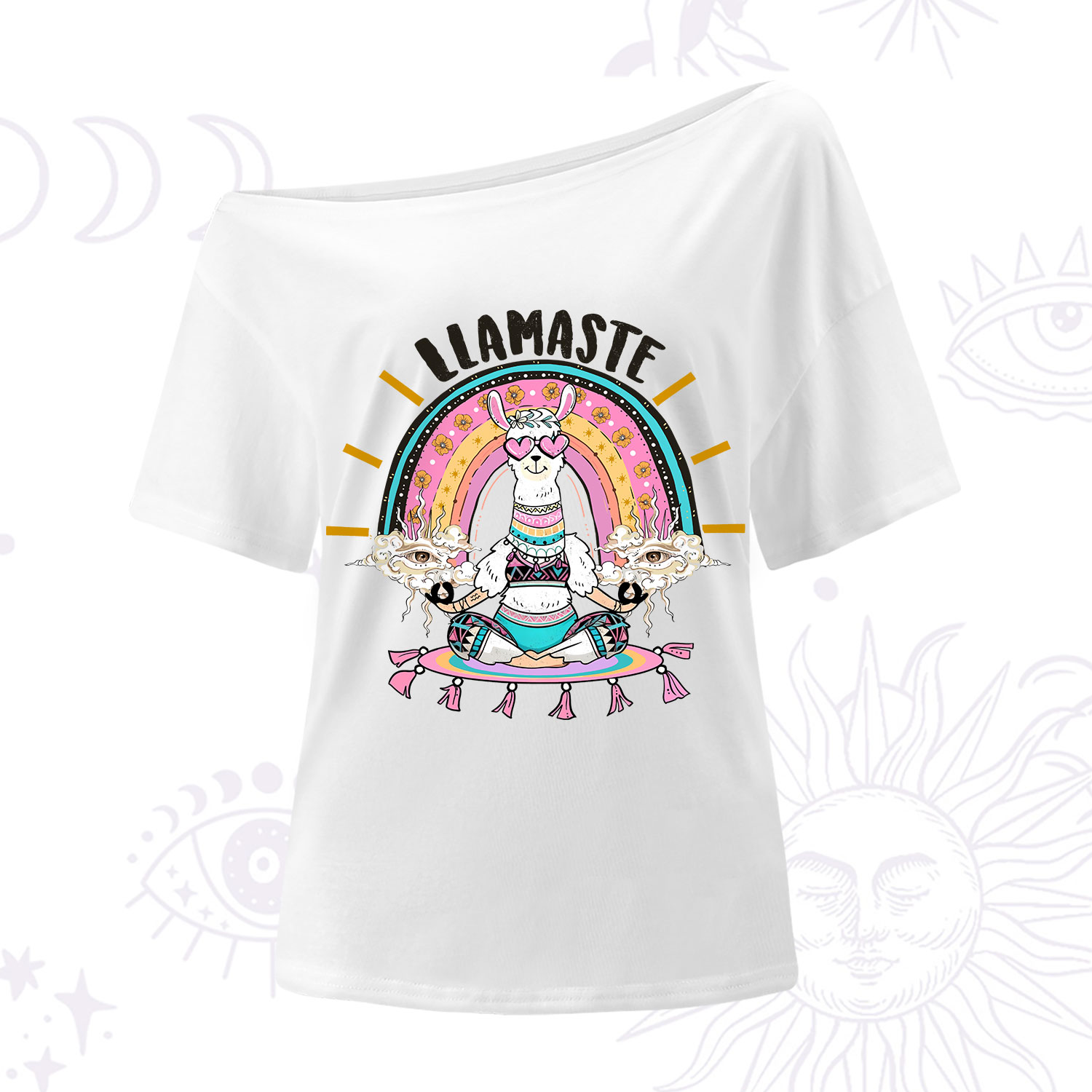 Purplehecate Llama Meditating One Shoulder T-Shirt